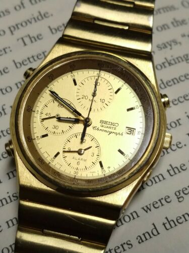 Seiko Chronograph 7T32 7A20 Gold tone original bracelet WatchCharts