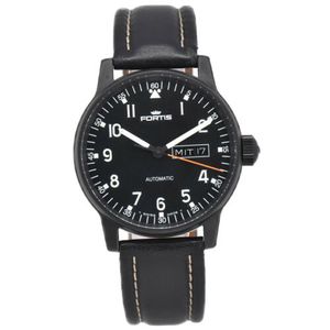 Auth FORTIS Flieger Day-Date 595.18.158.1 Automatic Men's Watch T