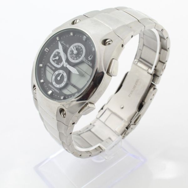 BULOVA MARINE STAR CHRONOGRAPH 96C30 BLACK DIAL STAINLESS WRIST WATCH 