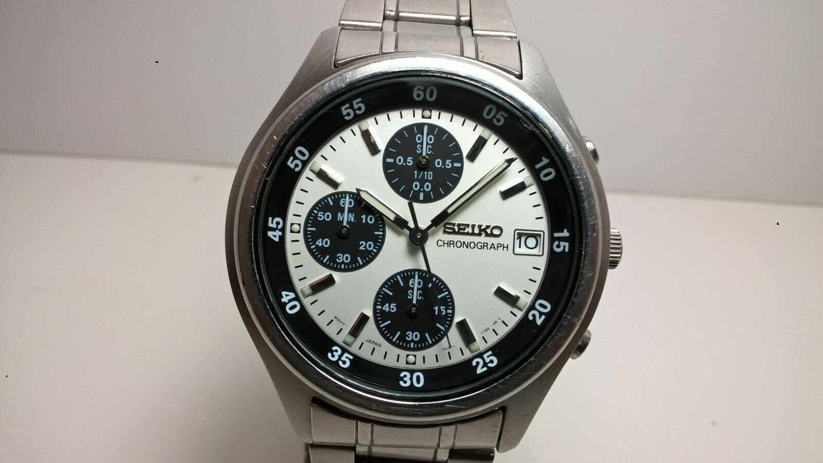 Rare Seiko V657-7100 SKS201 Panda Dial Quartz 1/20 Second