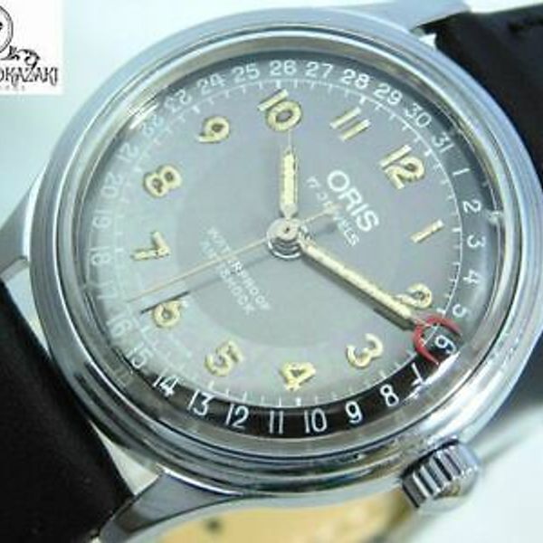 ORIS 302-7285B HAND-WINDING POINTER DATE SILVER BLACK VINTAGE