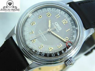 ORIS 302 7285B HAND WINDING POINTER DATE SILVER BLACK VINTAGE