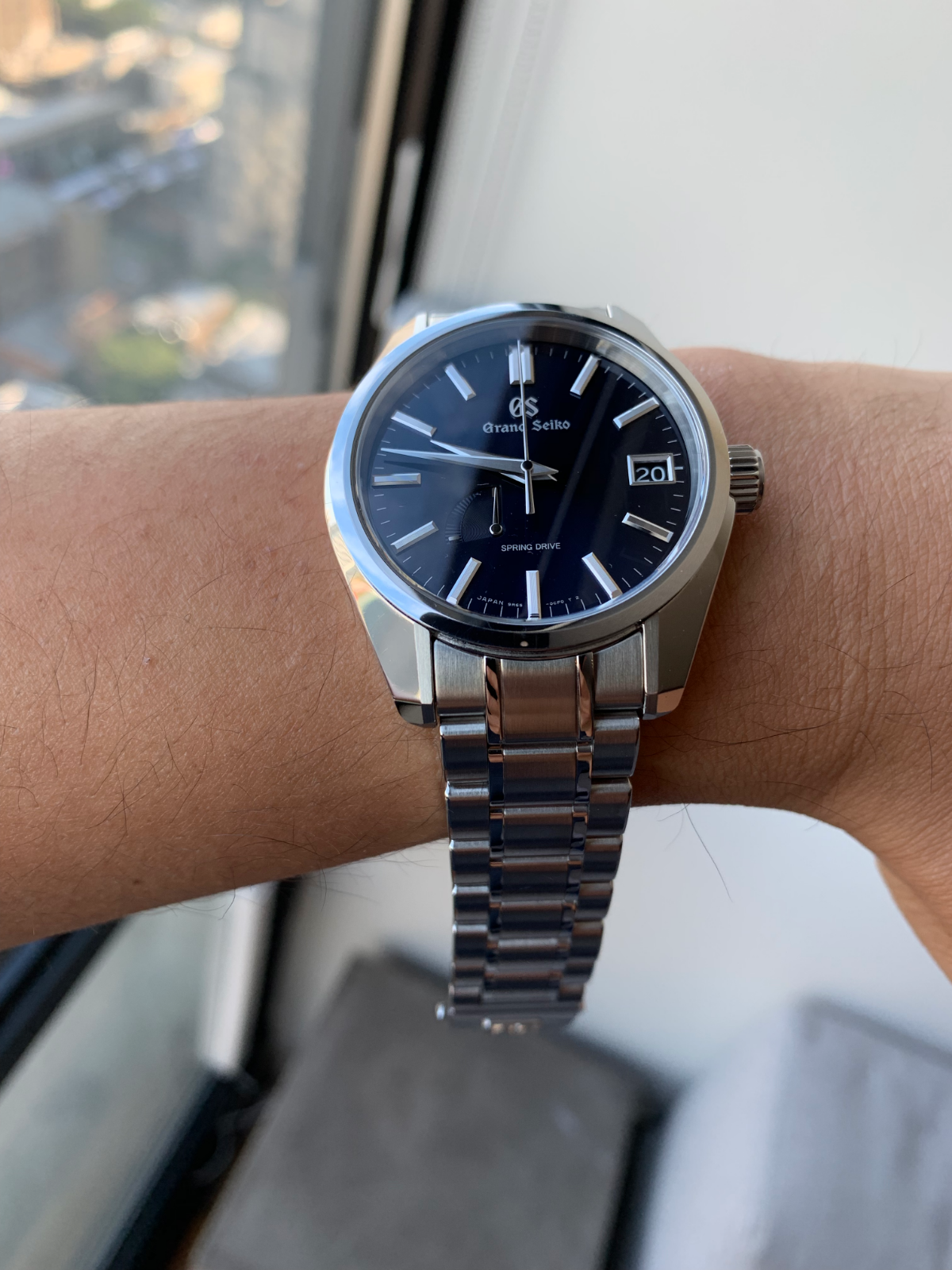 Grand Seiko Spring Drive Sbga375 44gs Case Blue Dial Men S Watch Watchcharts