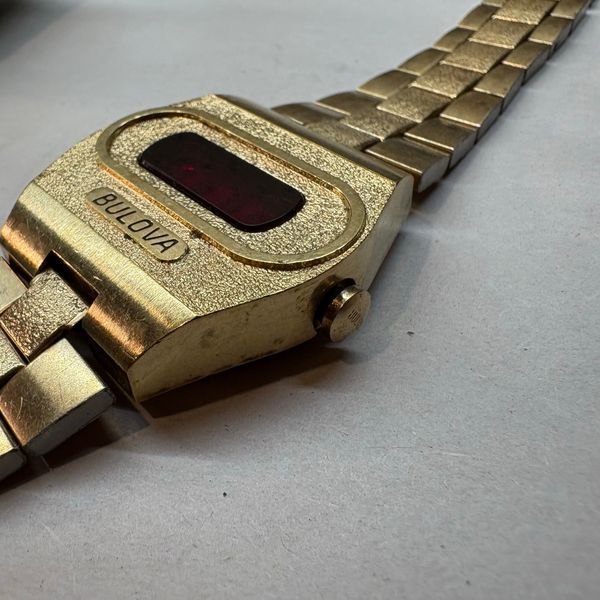 1974 Bulova Big Block 10k RGP Gold Red LED Wrist Watch | Parts Repair ...