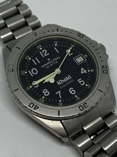 Authentic Hamilton Quartz Vintage Watch Khaki Sub 660ft Steel