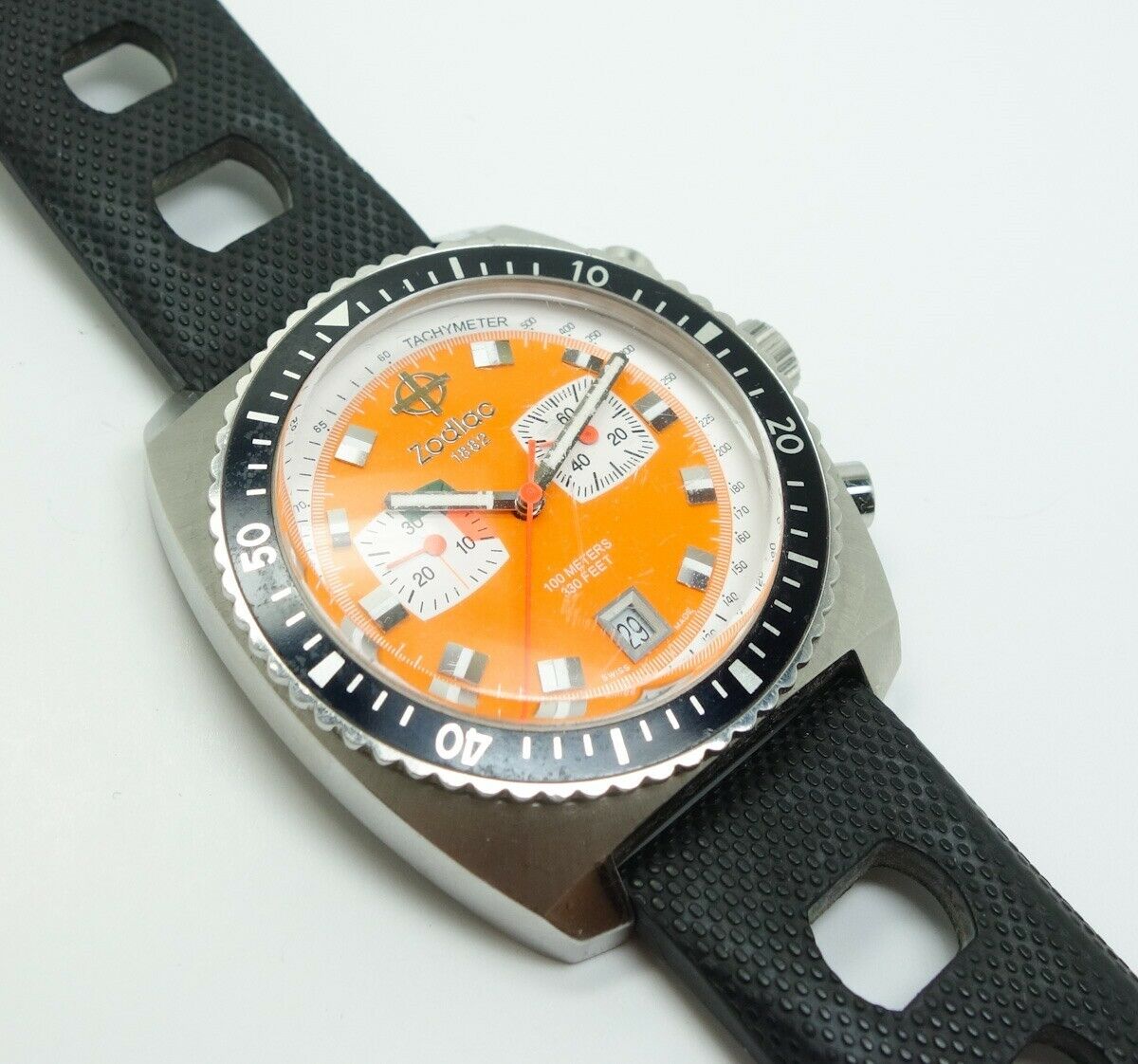 Zodiac Z02209 Seadragon Chronograph Orange Dial Date Wristwatch
