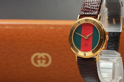 Exc+5 w/ Box] Vintage Gucci 3000L Sherry Line New Battery Qz