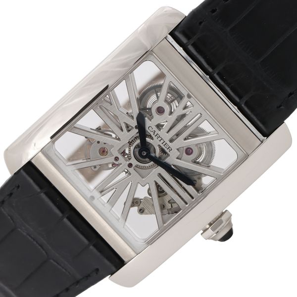 Cartier Tank MC W5310026 skeleton platinum manual winding men's watch ...