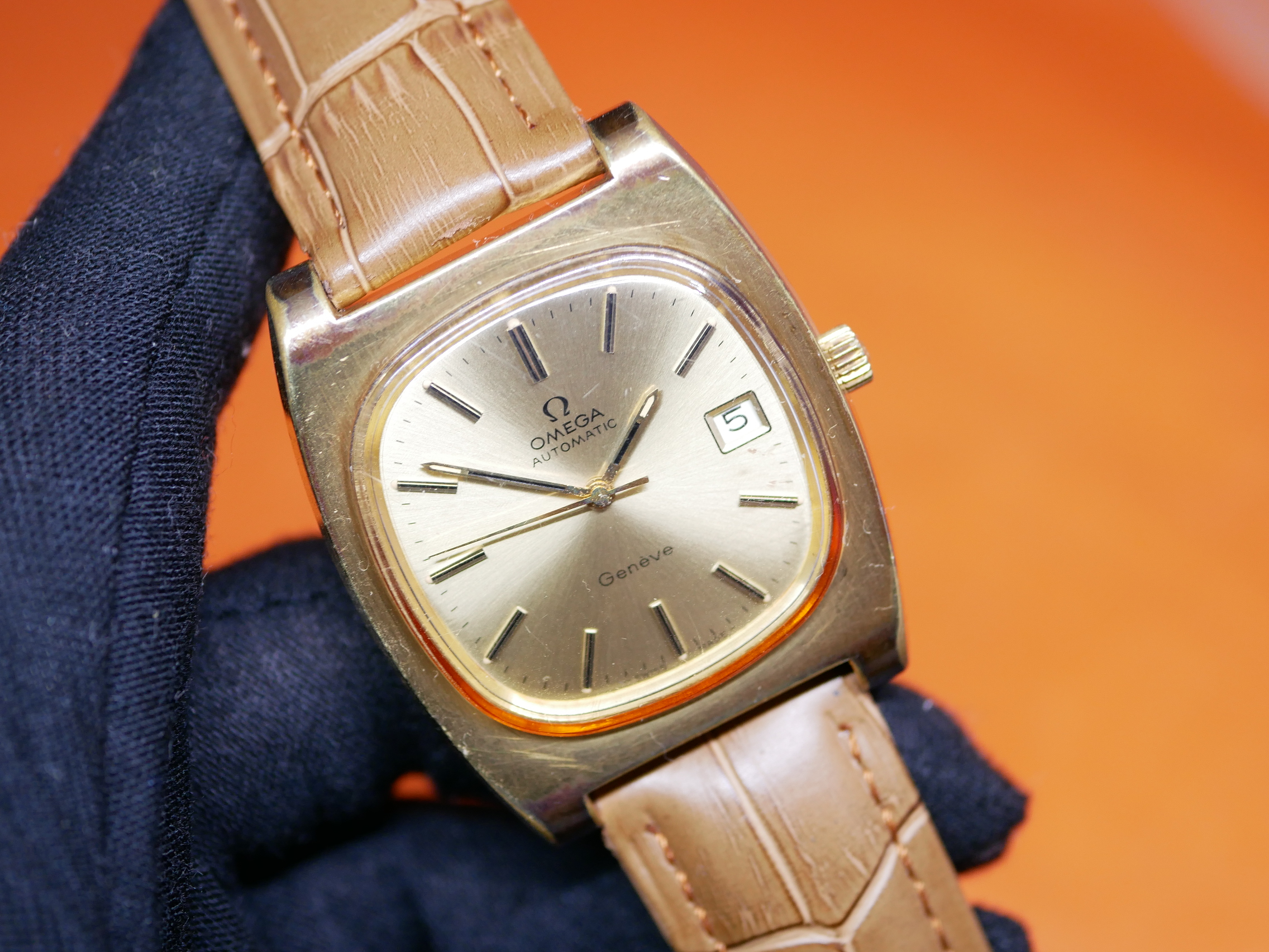 WTS Omega Automatic Geneve TV Case Gold Plated 36mm for 399