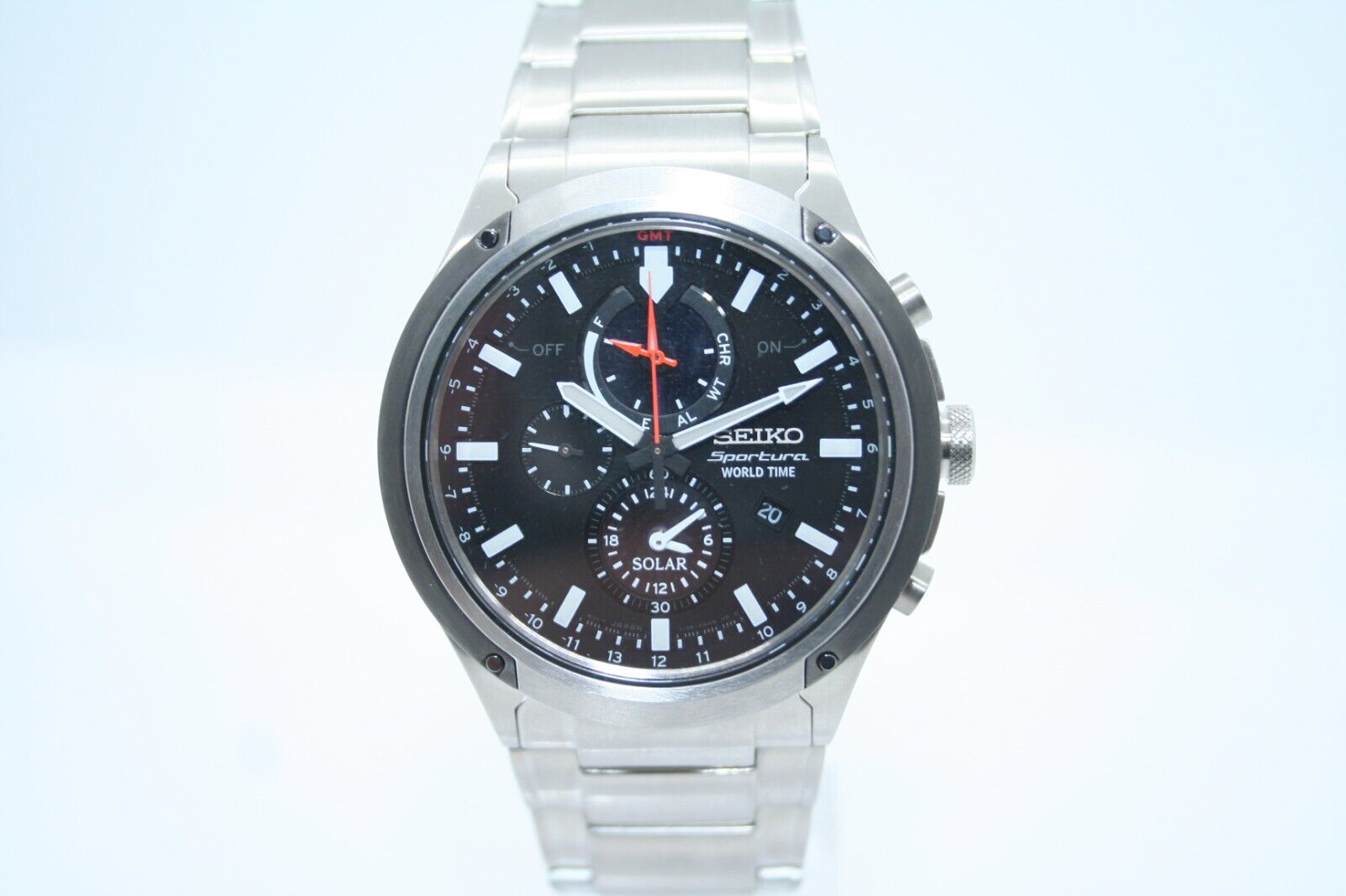 N.MINT]SEIKO Sportura World Time Chronograph Quartz Solar