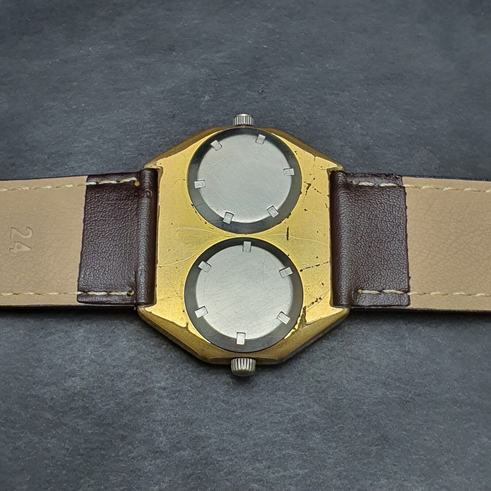 Raro Orologio da Uomo Vintage Delma Of Switzerland Dual Time 42