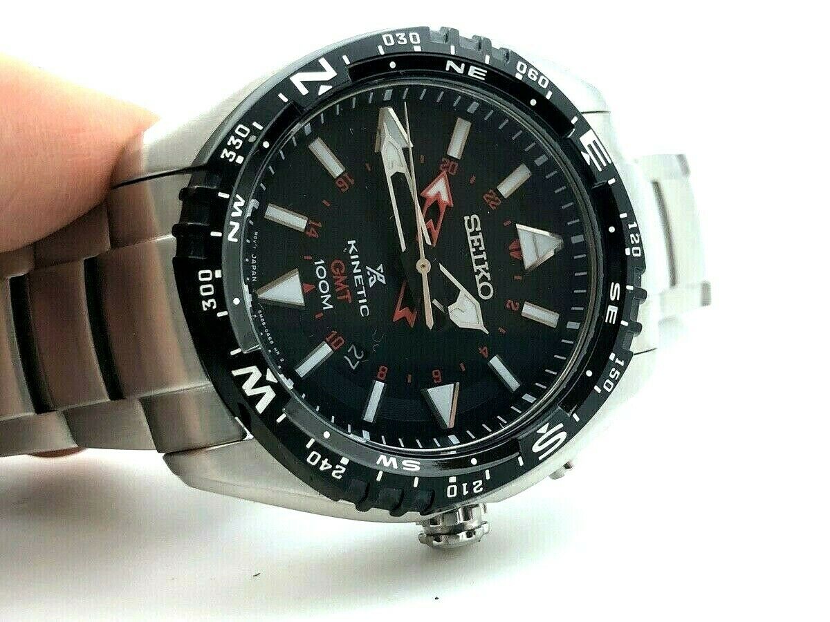 SEIKO KINETIC GMT 100M NAVIGATOR MINT IN BOX BRACELET 5M85 0AE0 SERVICED WatchCharts Marketplace