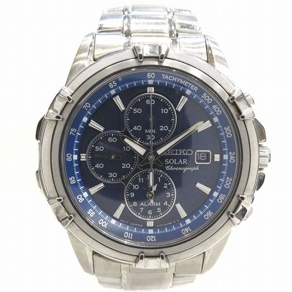 Seiko V172 0aj0 Solar Chronograph Date Watch Watch Mens Free Shipping Used Easy Tomorrow 6968