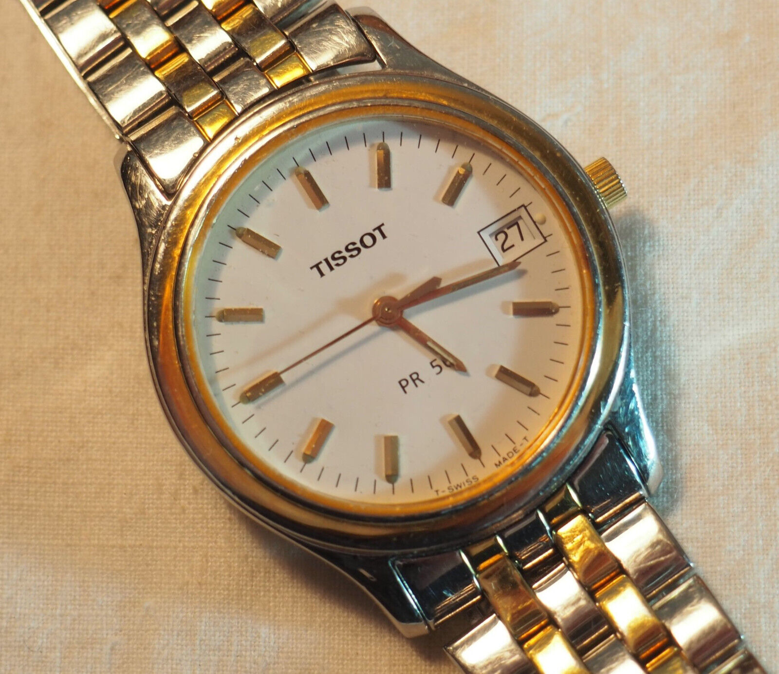 montre bracelet vintage TISSOT Swiss Pack PR50 Quartz - bon état 