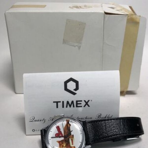 Timex Food Vintage TIMEX 9 Lives Cat Food Morris Advertisement Watch Black Leather ...