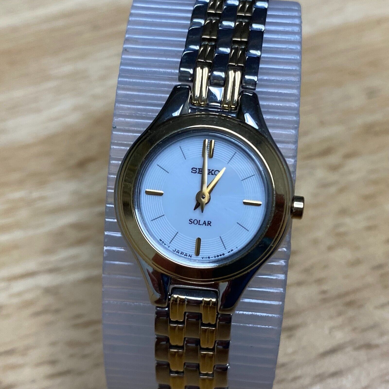 Seiko Solar V115-0AX0 Lady Dual Tone Steel Analog Quartz