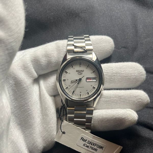 Seiko 5 Sports White Dial Day-Date Men's Silver Wrist-Watch