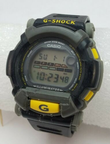 Vintage RARE Casio G-Shock (1298) DW-002 Black/Gray/Yellow - Works