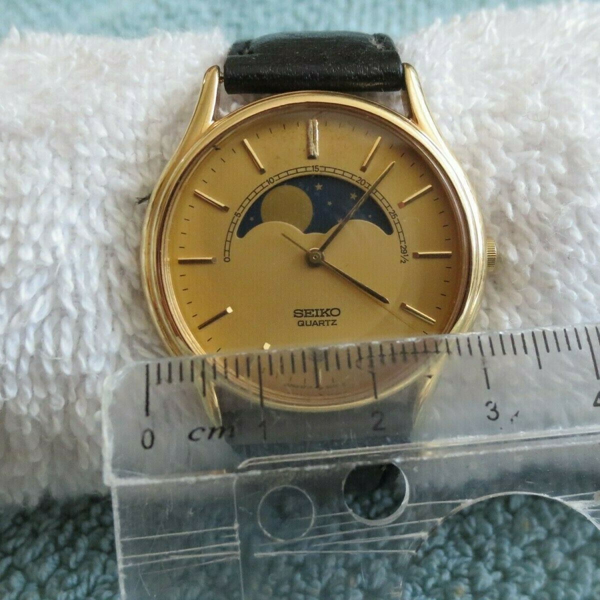 Vintage SEIKO Moon Phase #6F24-8000 Analog Quartz Men's
