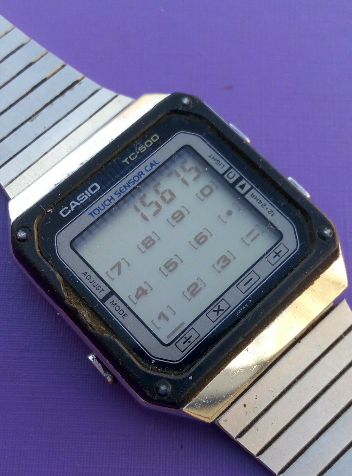 RARE VINTAGE 80's CASIO TC-500 TOUCH SCREEN CALCULATOR WATCH JAPAN