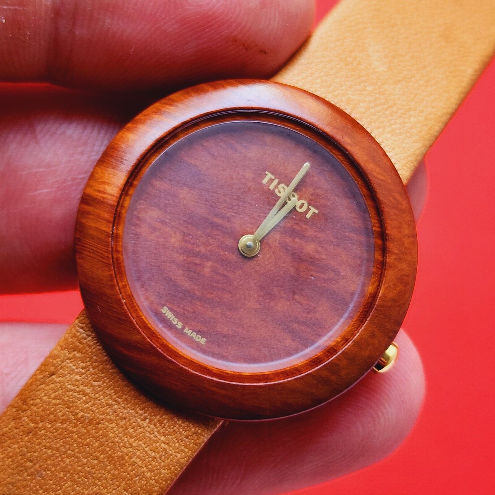 Tissot Wood Watch Vintage Rare Original Band W150 Swiss Brown