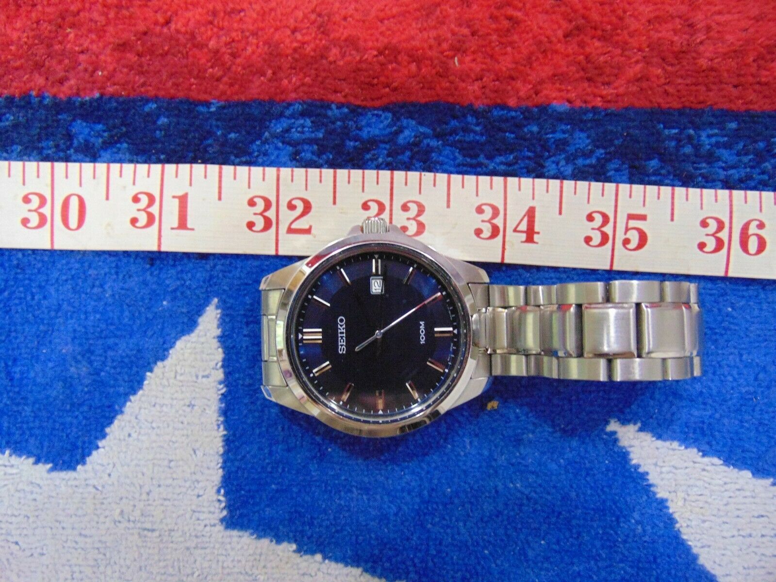Seiko Quartz Blue Dial Date 42mm Silver Stainless Steel Men's Watch 6N42- 00J0 | WatchCharts