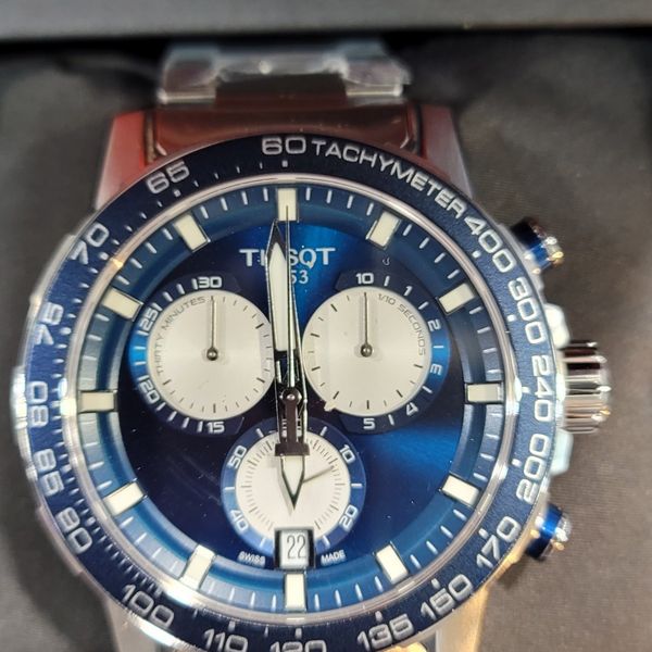 Tissot Supersport Chrono Blue Dial Brown Leather Strap Watch For Men - T125.617.16.041.00