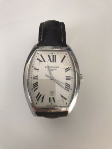 Longines Evidenza Tonneau Herren Armbanduhr L2.655.4 Kroko Leder