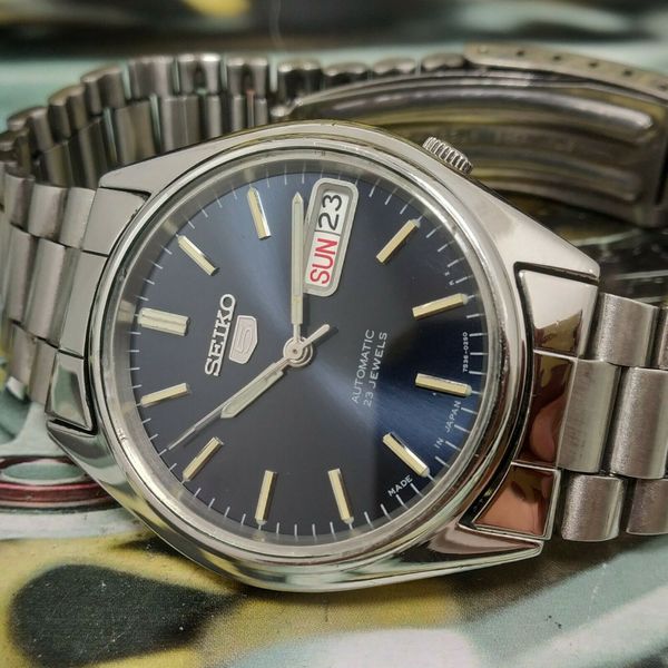 Rare 1980's Seiko 5 Automatic 23 Jewels Blue Dial Men's Watch-Classic  Japanese | WatchCharts
