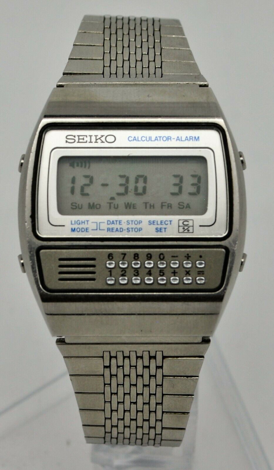 Retro Seiko stainless steel calculator, alarm gents watch C359-5000 ...