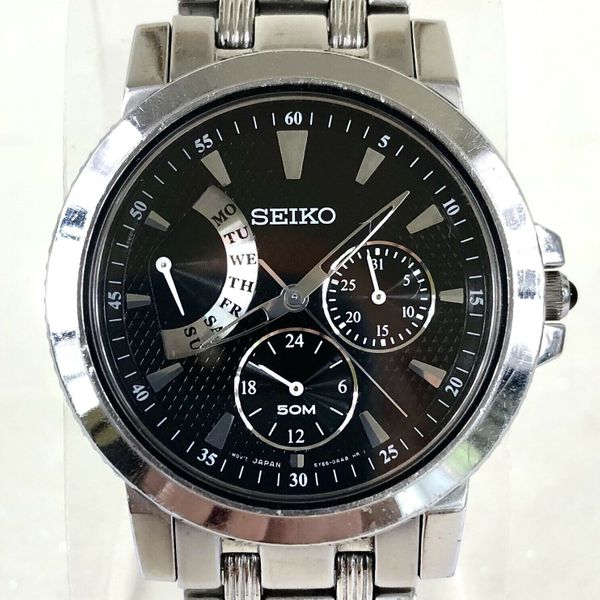 Seiko Black Dial 5Y66-0AA0 Quartz Watch - Stainless Steel - Sapphire ...