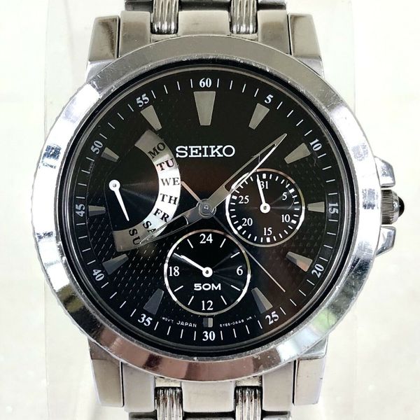 Seiko Black Dial 5y66 0aa0 Quartz Watch Stainless Steel Sapphire Crystal Watchcharts 8485