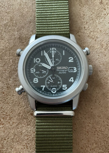 Rare Seiko Military SQ100 Chronograph 7T32 7D90 WatchCharts