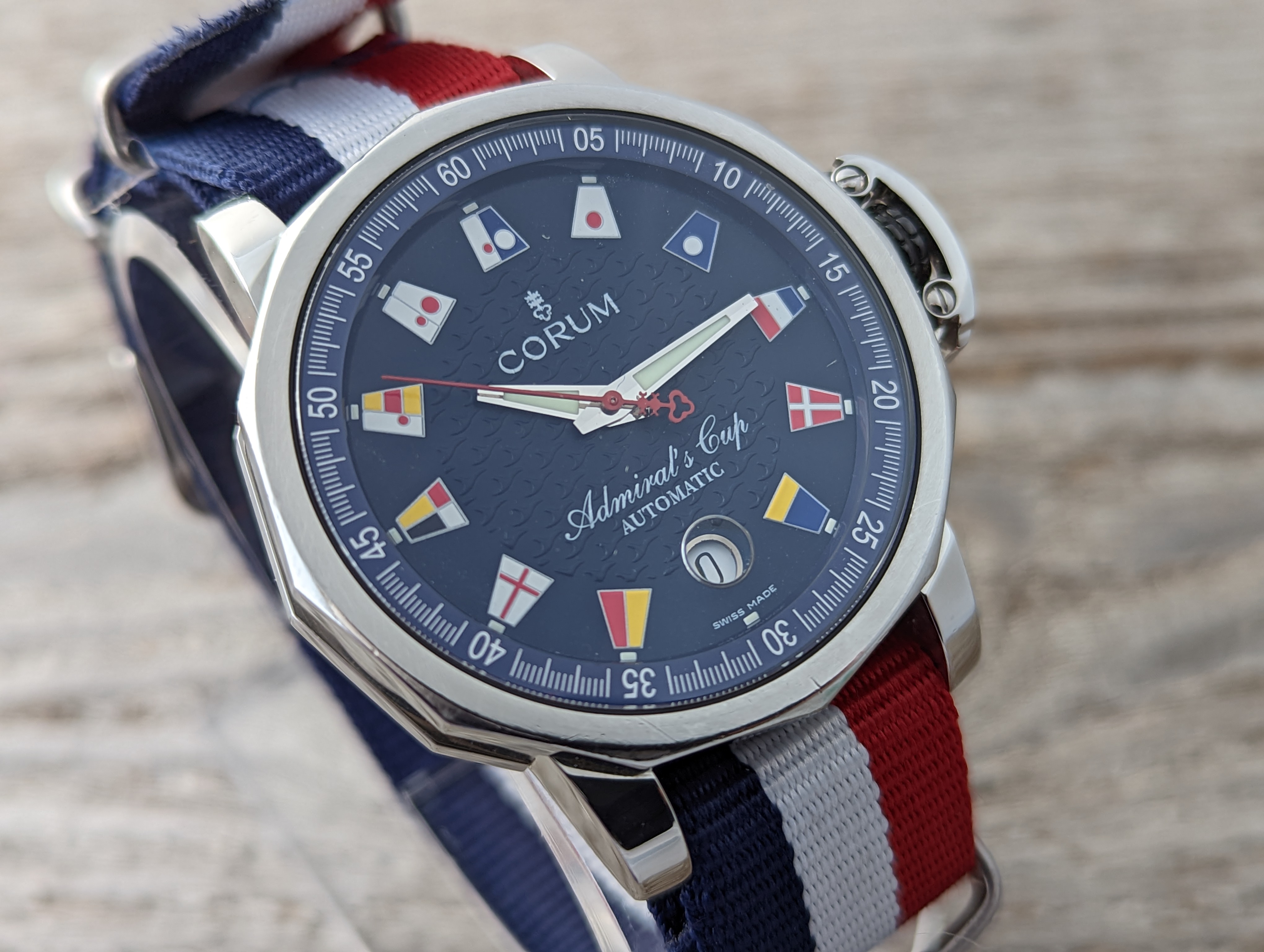 WTS Corum Admirals Cup 41mm Navy Blue with SS Bracelet