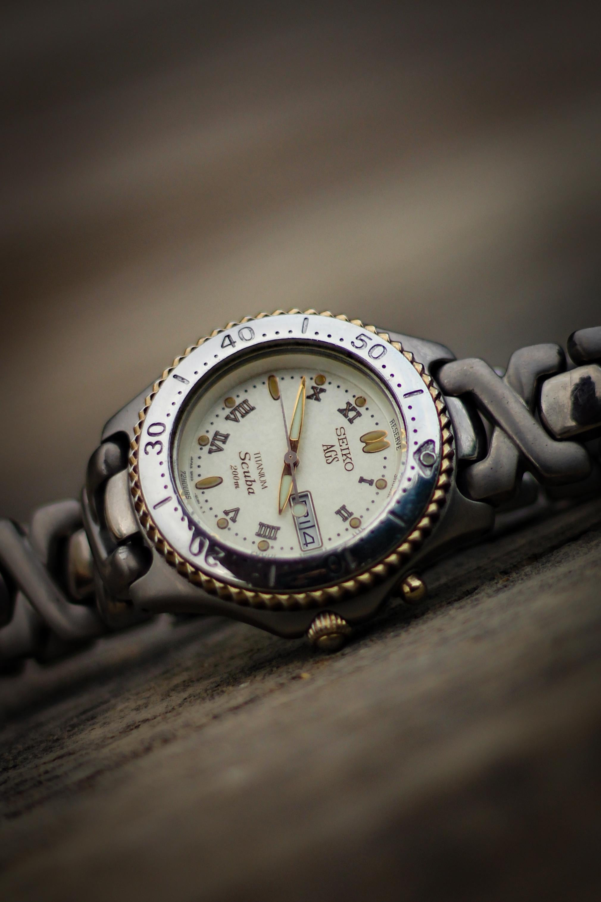 SEIKO AGS ダイバーズウォッチ　スキューバ　チタン　200m 説明書付き SEIKO AGS セイコー スキューバダイバー200mチタン AGSキネティック