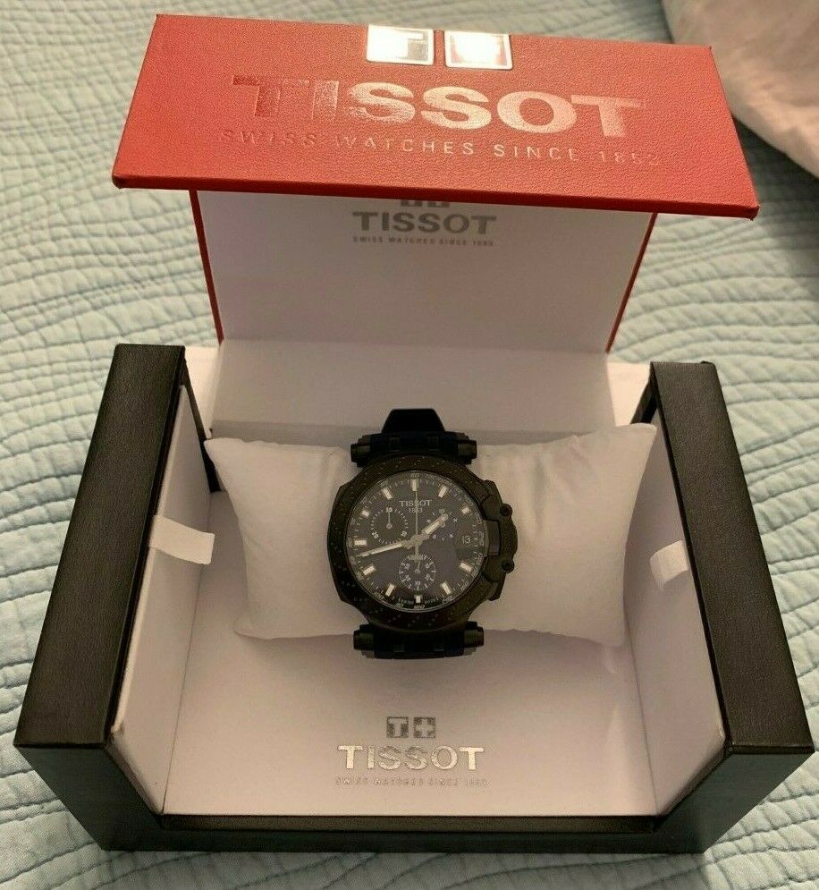 Tissot T Race Black PVD Blue Rubber Strap Men s Watch