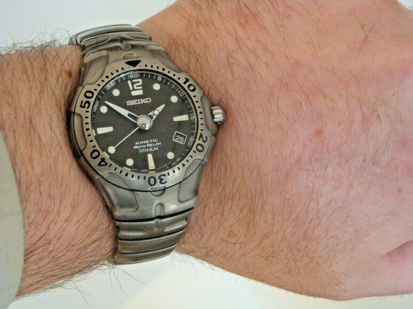 Seiko Kinetic Auto Relay. Ultra rare Titanium 200m dive model