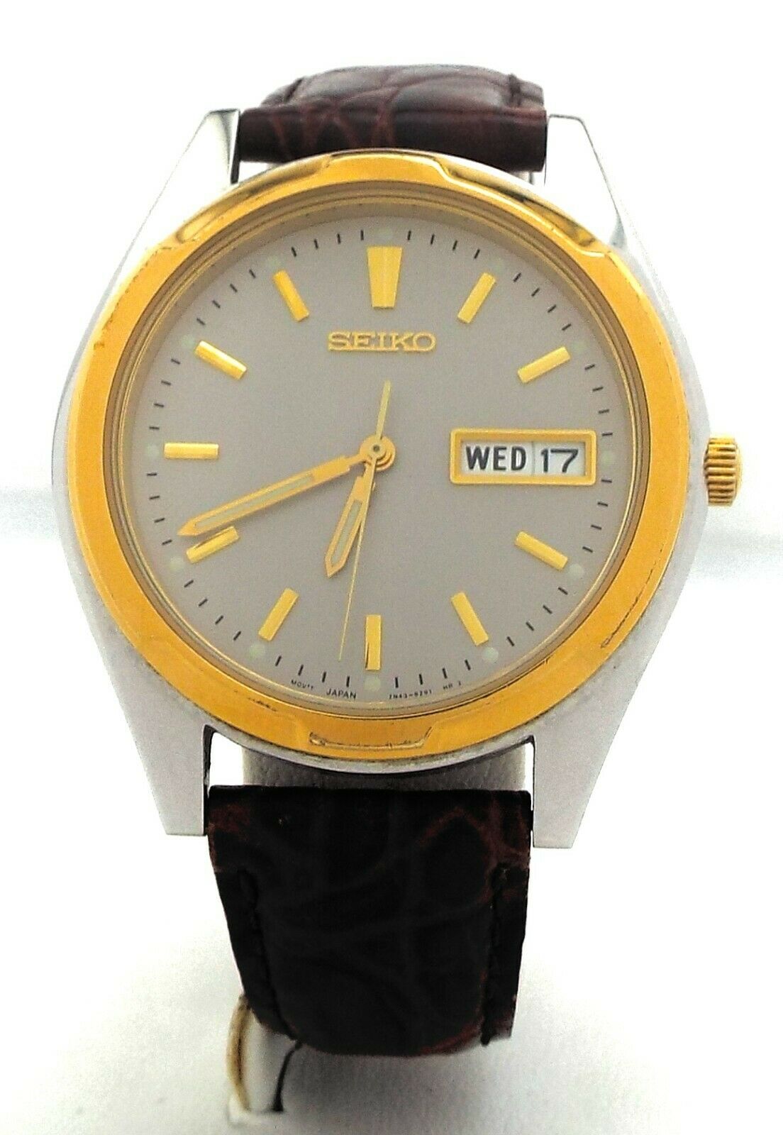 Seiko - 7n43-8199 - Two-Tone Watch - Quartz - New Battery - Leather Band  ~#3121 | WatchCharts