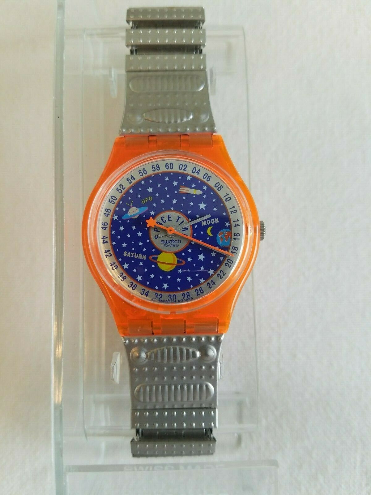 Vintage Swatch Watch 1996 Starry Sky/Space Time GR131 With Case 