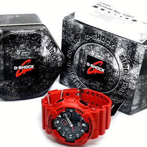 Casio Men's Watch G-Shock GA100B Black popular Dial Red Resin Digital Quartz 5081