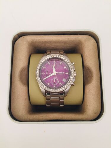 Fossil ladies watch purple face best sale