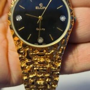 High quality Vintage Elgin Women's Wrist Watch Gold Nugget Band Model FND12-017