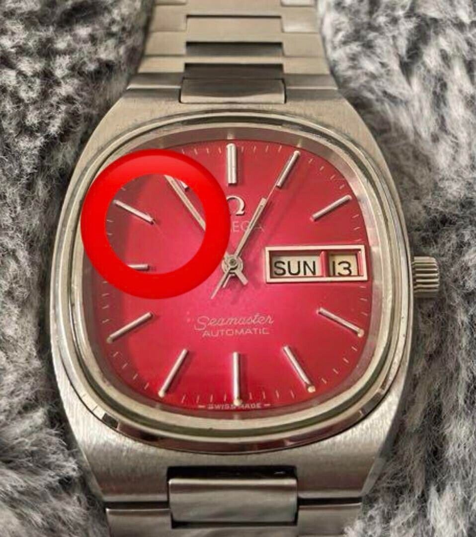 OMEGA Seamaster TV Screen Watch Automatic Men's Red Dial Date