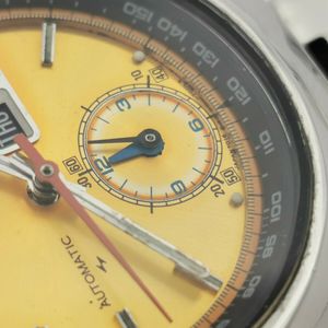 Vintage Seiko 7016-7000 Fly Back Chronograph Yellow Dial Cal 7016A
