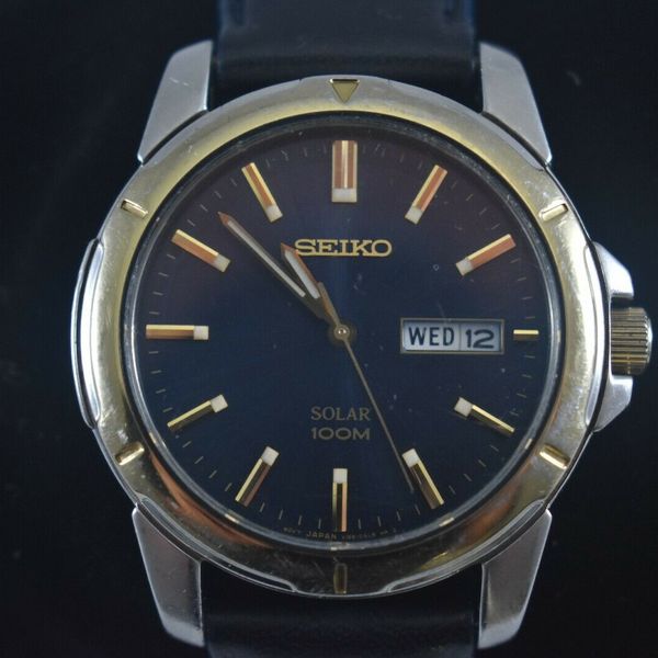 Handsome Men's Seiko V158-OADO Solar/Water Resistant Watch in Excellent ...