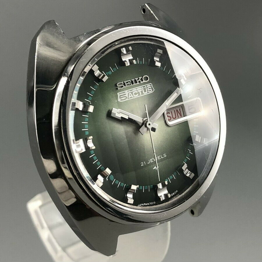 OH serviced, Vintage 1974 Seiko 5 Actus 7019-7350 Cut Glass Automatic Green  #566 | WatchCharts