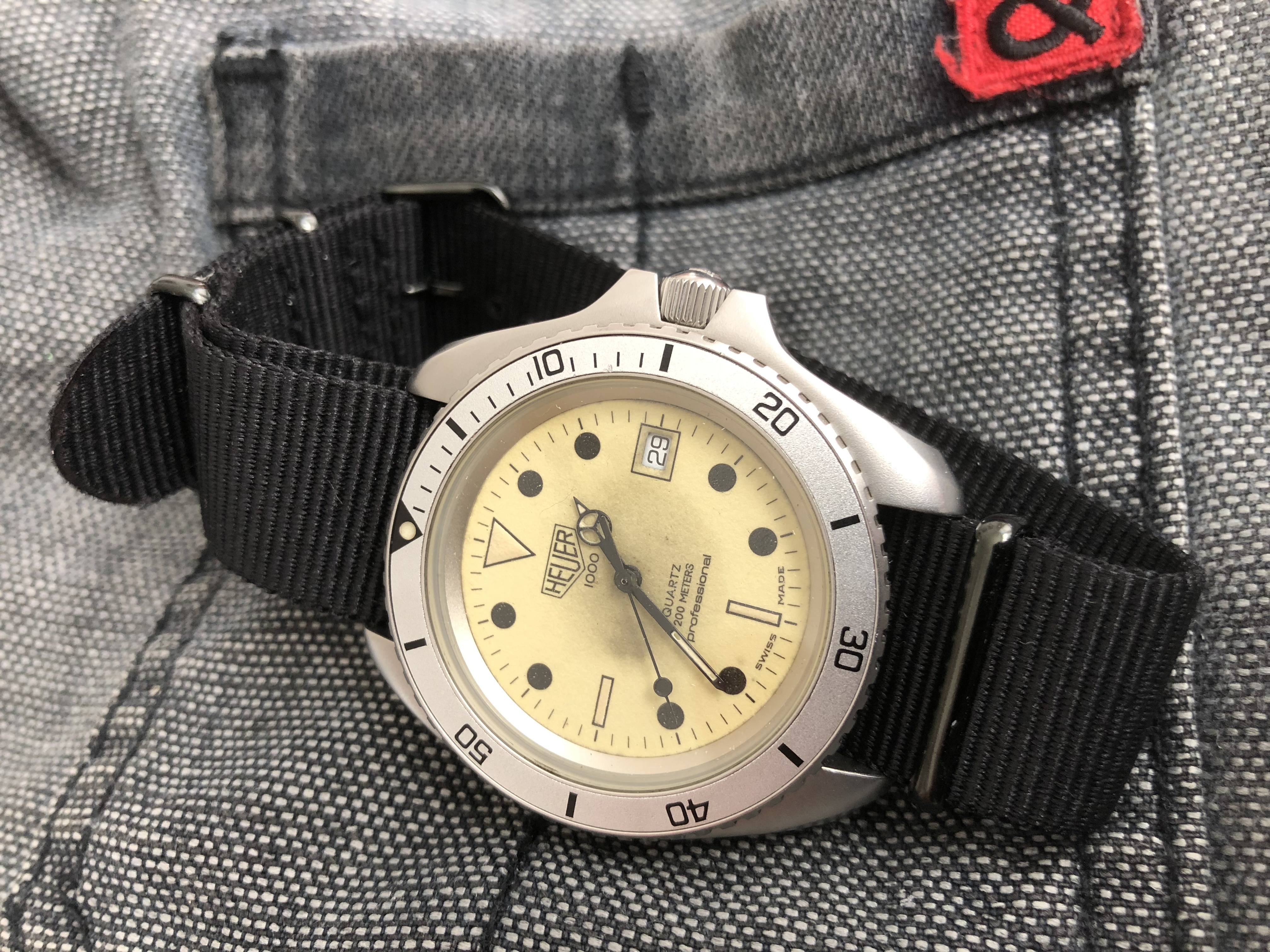 Fs Heuer 982.106 Pewter Grey Full Lume Night Diver 42mm Vintage