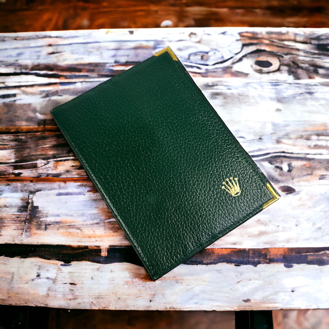 Original Rolex Dark Green Gloss Grain Passport Holder Leather