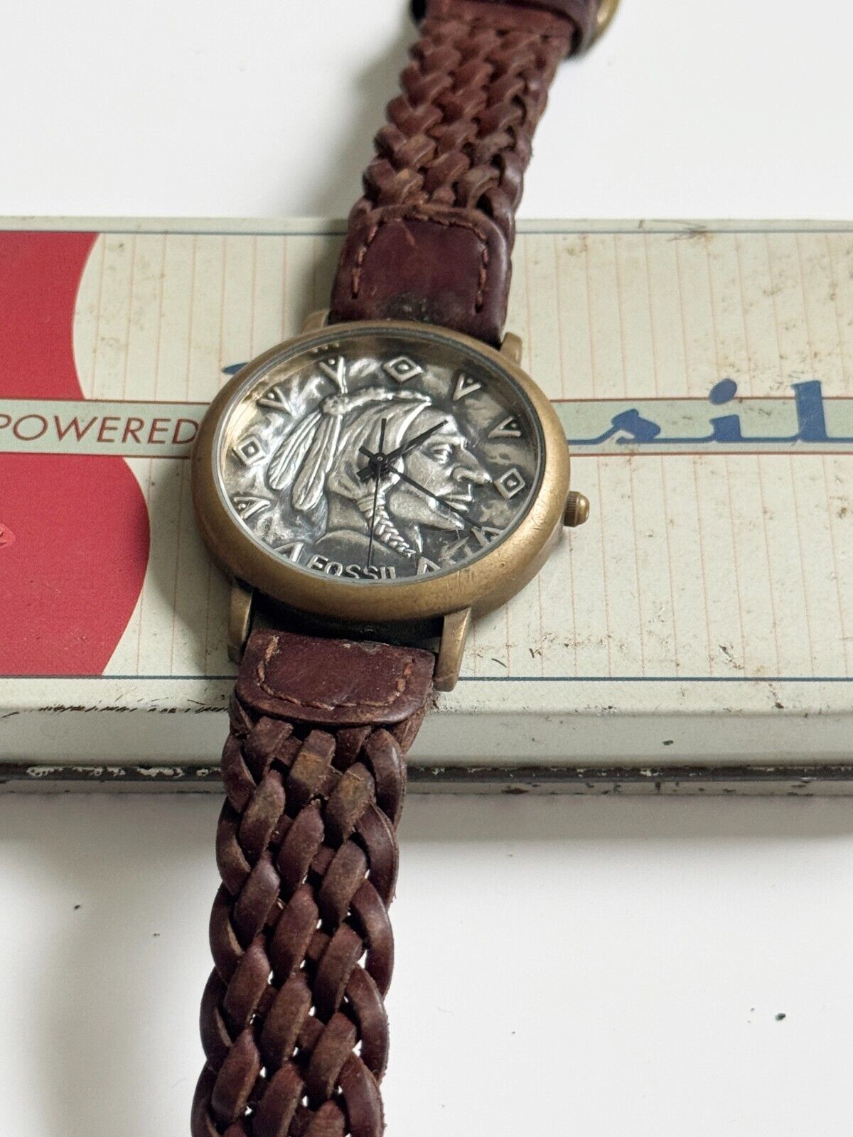 Orologio Vintage Uomo Fossil Native American Profile Indian  display picture 1