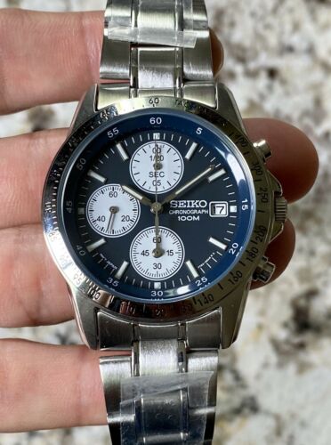 SEIKO SND365P1 SND365PC Chronograph Men's Watch Reverse Panda - FULL ...